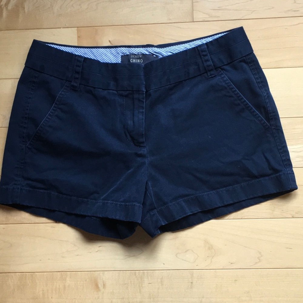 J Crew 3” navy chino shorts